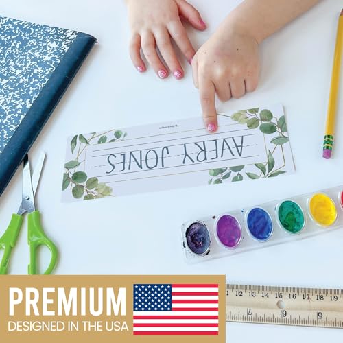 Hadley Designs Geo Greenery Classroom Desk Name Tags - Set of 25
