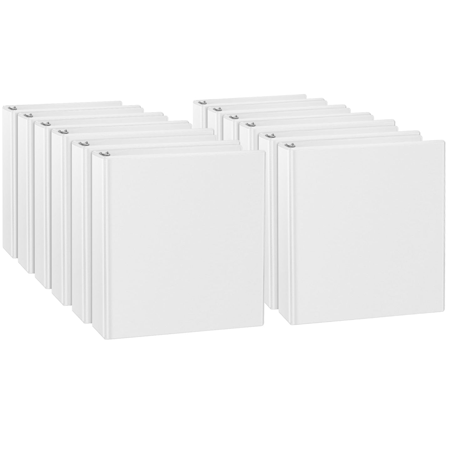CIXILDTS 1-inch 3 Ring Binder Fit US Letter Size Paper, 1" Slant D Ring Binders, View Binder with 2 Pocekts, 12-Pack,White