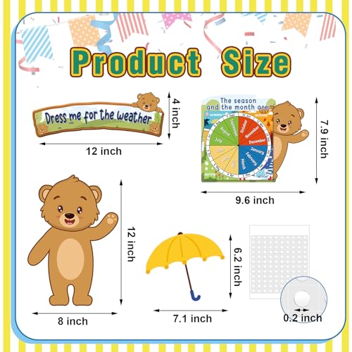Gilprop 58 Pcs Classroom Weather Dress Bulletin Board Set - Bear Variant