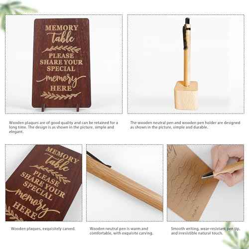 PREKIAR Funeral Guest Book Set Wooden Guest Books for Memorial Service Celebration of Life in Loving Memory with 50pcs Share a Memory Card Cards Box Table Sign and Pen (Brown- Guest Book Set #1)