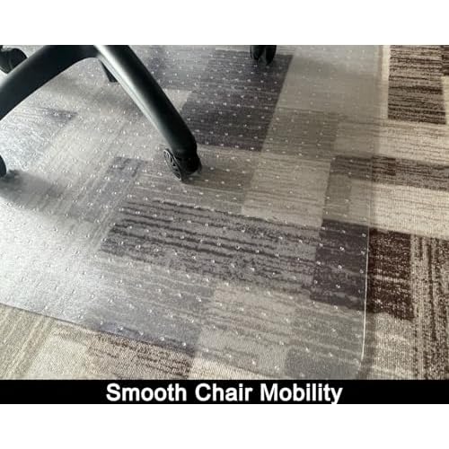 Heavy-Duty Office Chair Mat for Carpet, 46"x60" with Lip, Clear Carpet Floor Protector for Low to Medium Pile Carpets, Smooth-Glide Desk Mat