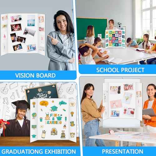 6 Pack Trifold Poster Board 48" X 36", IKAYAS Single sided White Poster Boards, Science Fair Display Boards Posterboard Foamboard for Mounting, Prints,Art,Display,Projects Classroom Supplies