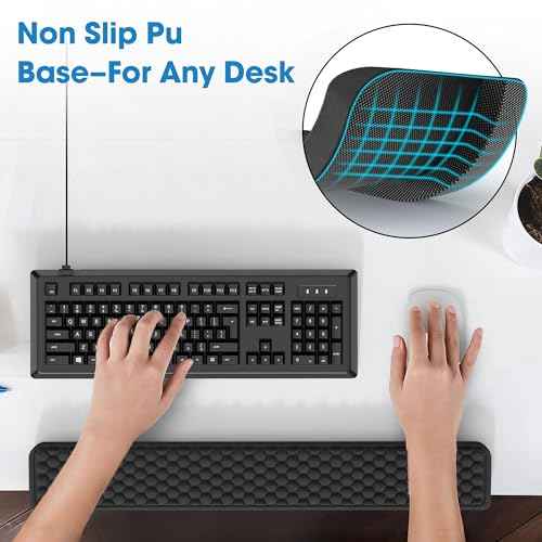 MEKASS L-Shaped Desk Long Elbow Pad for Desk, Memory Foam Elbow Support Padding with Non-Slip, Ergonomic Desk Edge Cushion, Wrist Comfort Support for Office Home (Honeycomb Texture)