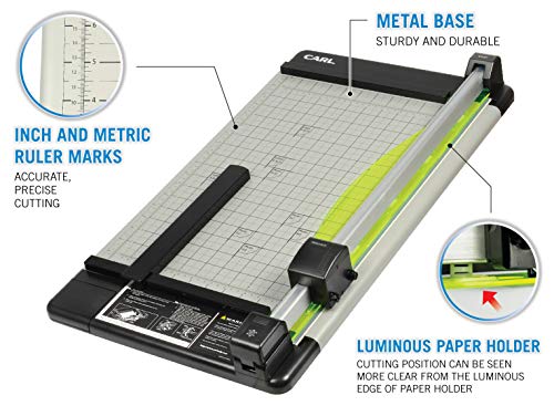 CARL Heavy Duty Rotary Paper Trimmer 18-Inch with Carbide Blade, Black/Silver