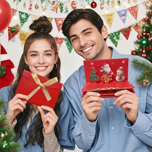 Christmas Money Gift Cards Envelope for Cash Gifts, Christmas Party Gifts Money Holder for Men Women Girl Boy (Red)