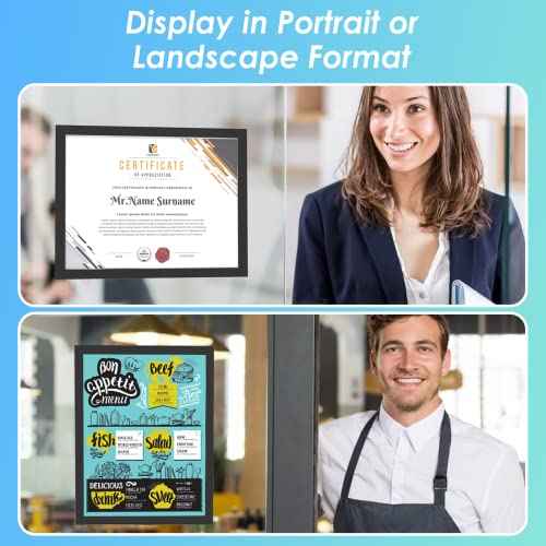 MaxGear Magnetic Sign Holder 8.5 x 11 Wall Mount, Self Adhesive Display Picture Frames with Strong Magnetic Border and Clear PVC, Document Poster Paper Holder for Home Office Store, 3 Pack