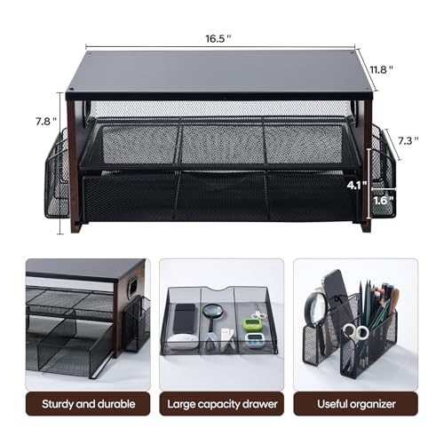 Printer Stand,Desktop Printer Stand with 2-Tier Storage Shelves for Home Office£¬Desk Organizer with Drawer and 2 Pen Holders for Fax Machine Scanner Files