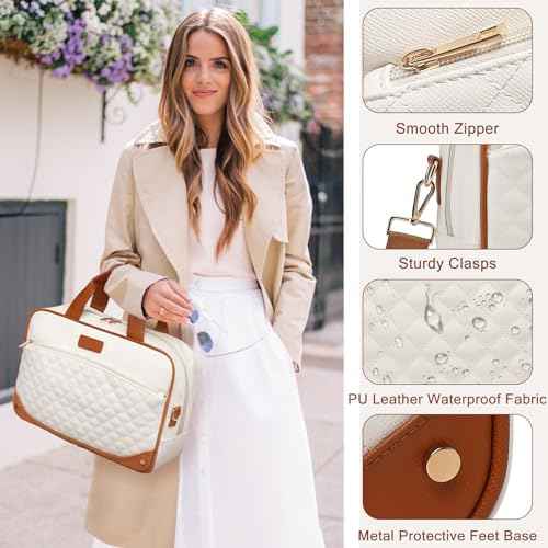 Leather Laptop Briefcase for Women 15.6 Inch Laptop Work Bag Waterproof Computer Bag for Women with Clutch Purse