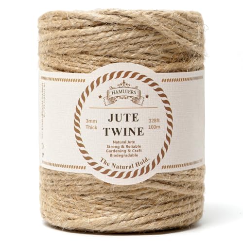 3mm Jute Twine 328ft Natural Burlap String – Gardening, Gift Wrapping, Macrame, DIY Craft