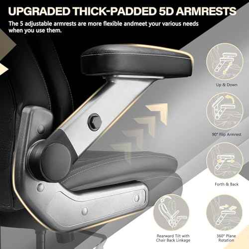 600LBS Large Heavy Duty Office Chair with 5D Flip Arms, Comfy Big and Tall Executive Office Desk Chair with Pocket Spring Cushion,High Back Computer Chair with Lumbar Support,Dual Rubber Wheel