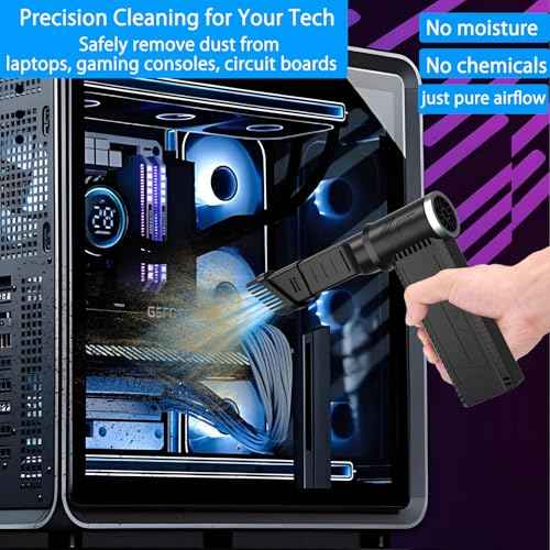 Electric Compressed Air Duster -120000RPM Super Power Cordless Air Duster, Rechargeable Brushless Motor Durable Blower, 4-Gear Adjustable Dust Blower for Computer,PC,Keyboard Charging