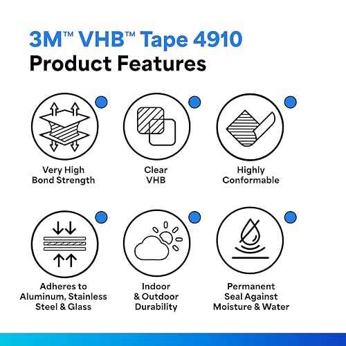 3M - 3/4-5-4910(PK 2) VHB Heavy Duty Mounting Tape 4910, Clear, 0.75" Width x 5yd Length (Pack of 2)