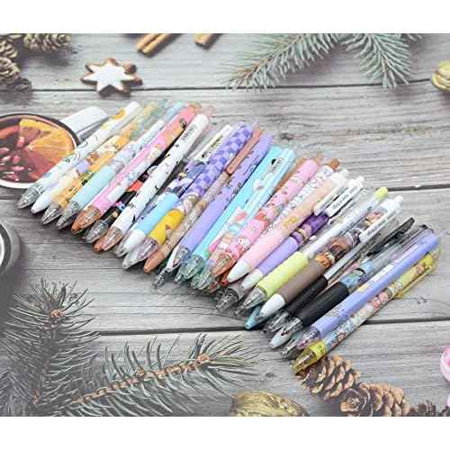 YIKANGHENG 50 Pcs Fine Point Cute Pens With a Pen Holder, 0.5mm 50 Different Random Styles Black Ink Kawaii Gel Pens for Office, Study, Gift and Home Supplies (50)