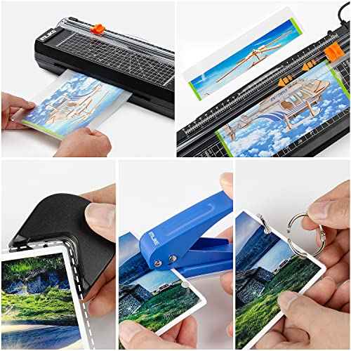 IMLIKE A4 Thermal Laminator with Laminating Pouches - 9" Photo Laminating Machine, Built-in Paper Trimmer, 6-in-1 Black Laminator for Home, School, and Office Use
