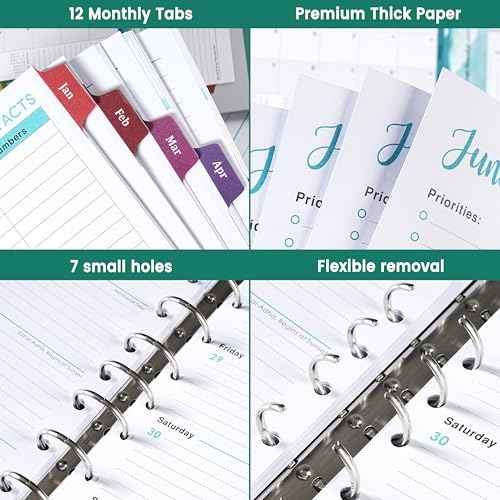 2026 Planner Refills - 7-Hole Punched Planner Refills 2026 with Colorful Tabs, JAN 2026 - DEC 2026, 5.5" x 8.5", A5 Planner Inserts, 2026 Weekly and Monthly Planner Refill with Monthly Pages & Weekly Pages - Dopamine Color