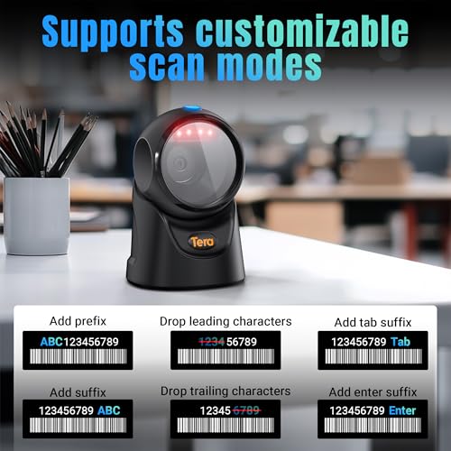 Tera 9700 Hands-Free 2D Barcode Scanner Black USB Desktop Omnidirectional