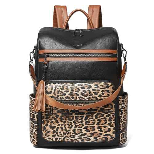 Shrrie 15.6 inch Laptop Backpack for Women,Large Leather Purse,Travel Backpacks Carry on,Water Resistant Casual Laptop Backpacks,College Backpack,Work Backpack for Women,Two-toned Deep Gray