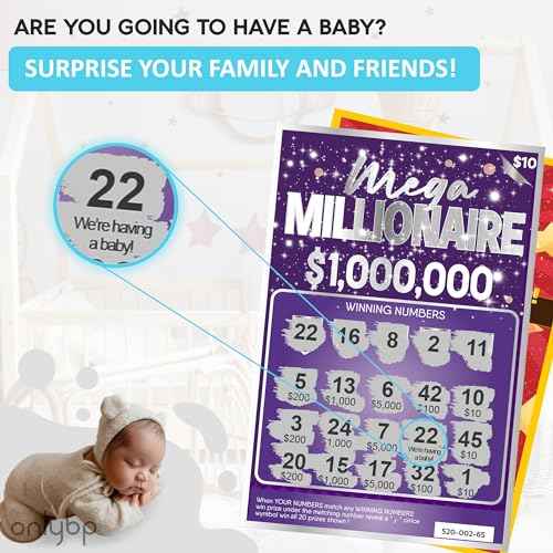 OnlyBP¢ç 10 Pregnancy Announcement Scratch Off Cards - Fun and Creative Fake Lottery Tickets for Baby Announcement - Perfect for Surprising Family and Friends with Baby Reveal