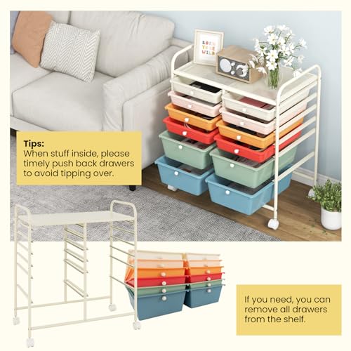 COSTWAY 12-Drawer Rolling Storage Cart Macaron – Moveable Craft Organizer