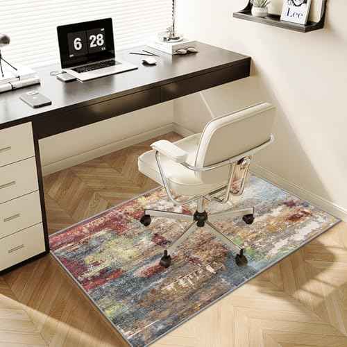 WTHYGB Office Chair Mat for Hardwood Floor Abstract Washable Desk Throw Rug for Rolling Chair Non-Slip Computer Chair Protector 36¡±x60¡±