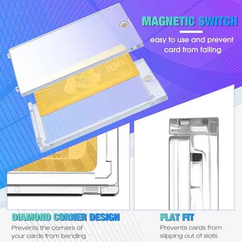 SATINIOR 30 Pcs 100 Pt Magnetic Card Holder, Holder Case Clear Protectors for Thick Baseball Football Hockey Cards