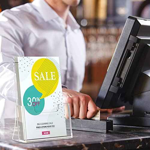 HIIMIEI Brochure Holder 8.5 x 5.5 inches, Acrylic Flyer Holder with 6 Pack, Plastic Stands for Displaying Magazines, Pamphlets, Literature, Brochures, Booklets, Menu