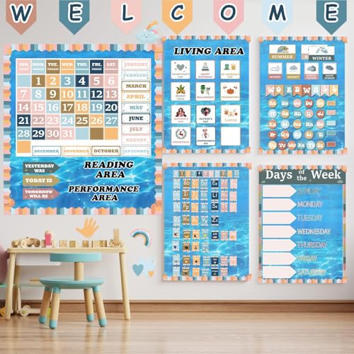 EggSun Under the Sea Blue Ocean Bulletin Board Paper Roll 14.8FT x 47IN Reusable Waterproof Backdrop Classroom Decor