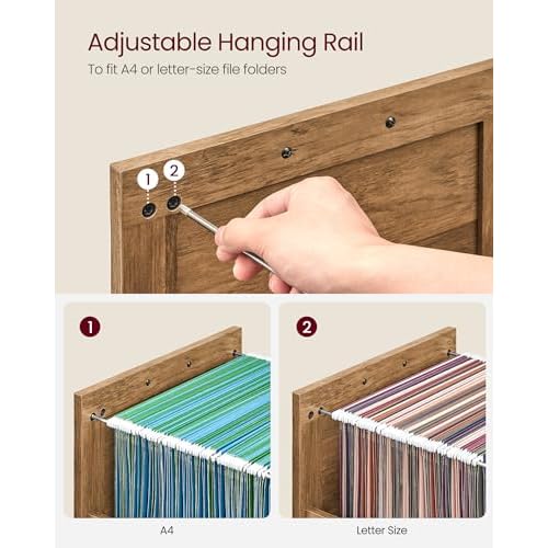 VASAGLE File Cabinet, Filing Cabinet with 3 Drawers, Printer Stand, Fit A4, Letter Size, Hanging File Folders, Modern Farmhouse Style, for Home Office, Honey Brown UOFC054T41