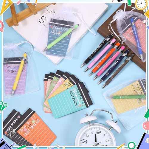 36 Set Employee Appreciation Gifts Bulk Team - 36Pack Coffee Cup Notepad+36 Ballpoint Pens+ 36 Drawstring Gift Bags, Bulk Gifts for Coworkers/Staffs/Teachers/Christmas