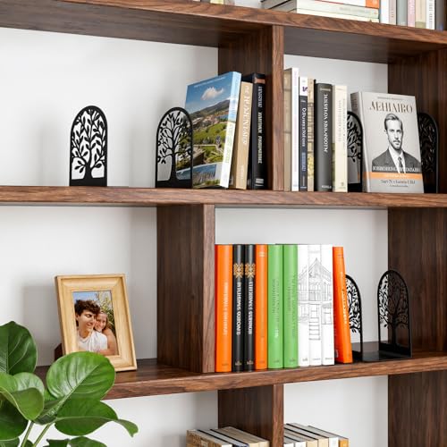 HappyHapi Metal Book Ends - Decorative L-Shaped Shelving Support, 7 Pairs