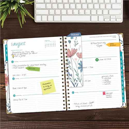 HARDCOVER Academic Year 2025-2026 Planner: (June 2025 Through July 2026) 8.5"x11" Daily Weekly Monthly Planner Yearly Agenda. Bookmark, Pocket Folder and Sticky Note Set (Colorful Botanicals)