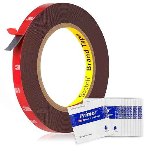 Tapsi Heavy Duty Double Sided Foam Mounting Tape ? 0.4" x 36 FT Automotive-Grade Tape with Adhesion Promoters for Plastic Surfaces (0.4" x 36 ft)