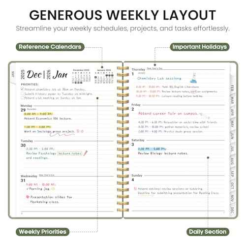 2026 Planner, Weekly and Monthly Calender Planner, Jan 2026 to Dec 2026, Hardcover 2026 Calendar Planner Book with Tabs & Inner Pocket, Office Home School Supplies for Women & Men - A5 (6.3" x 8.5"), Green