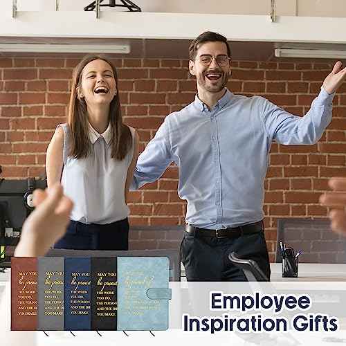 Roowest 10 Pcs Employees Appreciation Gifts Motivational A5 Leather Journal Notepad for Coworker Dsp Week Medical Assistant Leadership Teacher Thank You Gift(Classic Color,Inspirational)