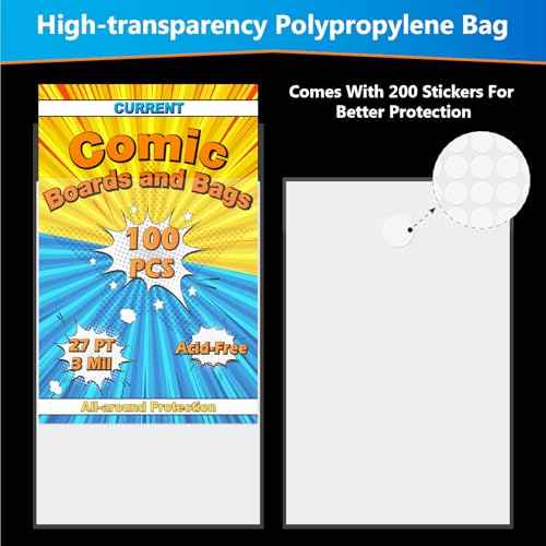 Current Comic Book Bags and Boards 100 Comic Book Sleeves and 100 Comic Book Boards, Acid-Free Clear Comic Book Storage, Comic Book Backing Boards 27 pt, Thick and Coated Comic Backing Board