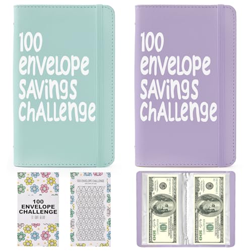 Blue & Purple 2-Pack 100 Envelopes Money Saving Challenge Binder - Budget Organizer