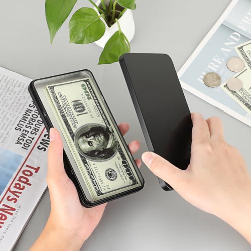 Hipiwe 4-Pack Metal Rectangular Cash Box with Lid - Small Black Currency Money Holder