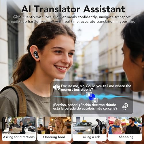 MINISO MS105 AI Translation Earbuds Black - Real-Time 134 Languages, Bluetooth 6.0, Travel & Business