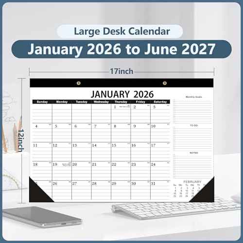 Desk Calendar 2026,January 2026 to June 2027,2026 Desk Calendar- 12x17",Calendar 2026-2027 as Office Calendar,Teacher 2026 Calendar (3 PACK)