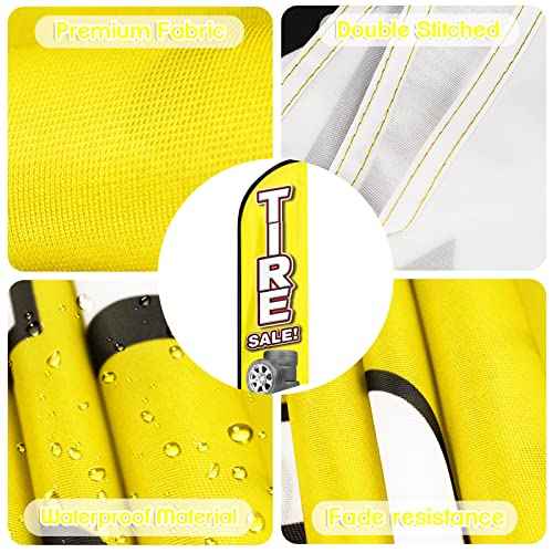 Tire Sale Feather Flags, 11FT Polyester Banner with Aluminum Alloy Pole, Stainless Steel Ground Stake, for Business Advertising, Opening Ceremony