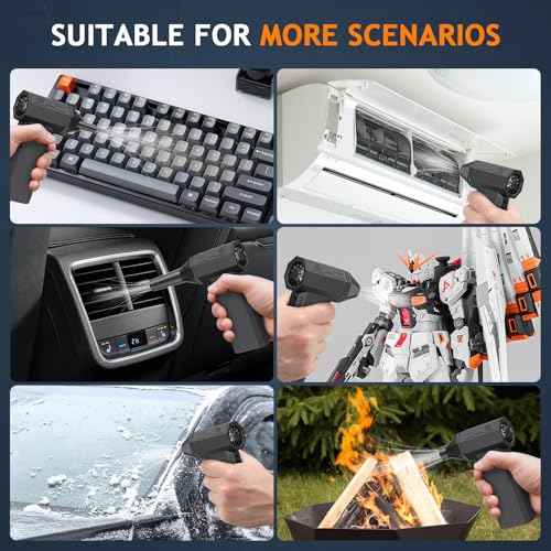 Compressed Air Duster - 110000RPM Powerful Electric Air Duster, 3 Gear Adjustable Cordless Air Blower, Rechargeable Dust Cleaner for Keyboard, Computer, Home, Outdoor, Car