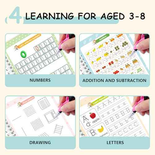 Tracetrek Workbook, Trace Trek Workbook Set - Magic Grooved Writting Practice, Reusable Grooved Handwriting Workbooks, Letter and Number Tracing Book (1pc)
