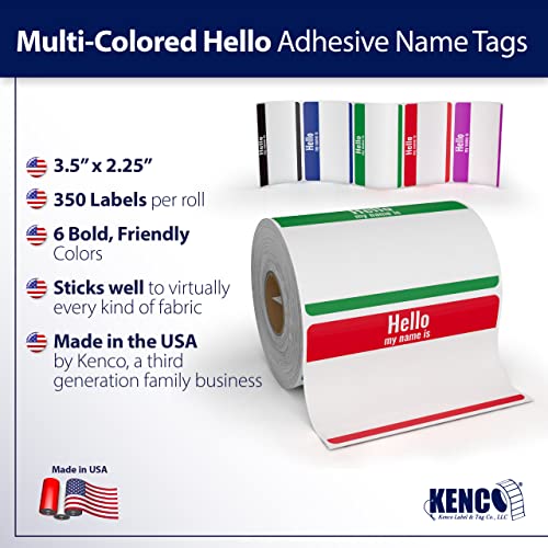 Hello My Name Is Stickers 350 Pack 3.5 x 2.25 in - Name Badge Labels, USA Made, Multicolor