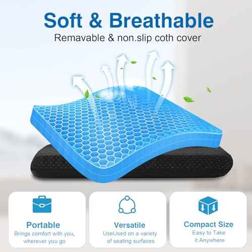 Gel Seat Cushion, Foldable Cushion for Office, Airplane Seats, Camping, Bleachers, Flights, Wheelchair, Commute-Portable Travel Cushions