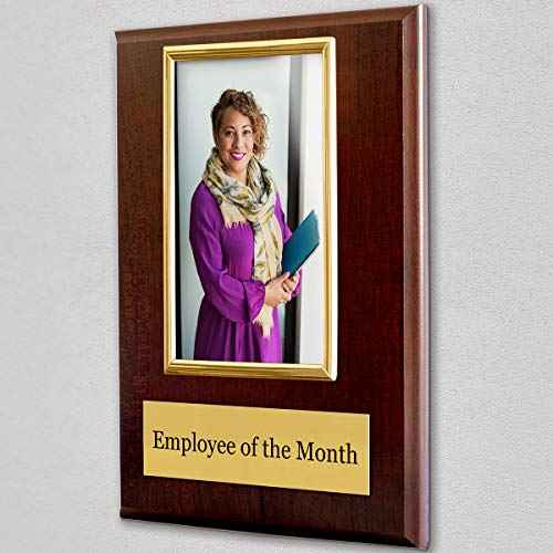 Pre-designed Employee of the Month, Quarter or Year Award Plaque - 8 x 10" Photo Plaque holds a 6 x 4" Portrait Photo (Month)