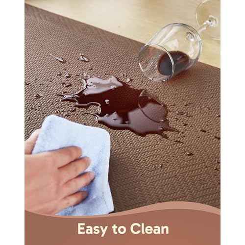 Ophanie Kitchen Mats for Floor, 3/4 Inch Thick Kitchen Rugs, 20x32 Anti Fatigue Standing Cushioned Mat, Waterproof,Comfort Ergonomic Mat for Office, Home, Sink, Brown Non-Slip Bottom