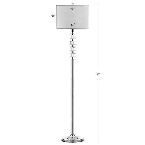 SAFAVIEH Lighting Collection Lombard Street Clear Crystal/ Chrome 60-inch Living Room Bedroom Home Office Standing Floor Lamp (LED Bulb Included)