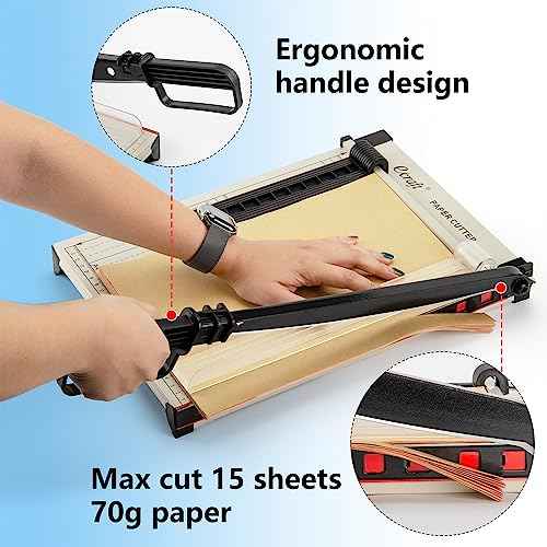 Ecraft 12" Guillotine Paper Cutter£ºPaper Trimmer Accurate Cutting with Safety Guard,15 Sheets Capacity,Magnetic Guide,Heavy Duty Metal Base, Perfect for Cardstock,Cardboard,Vinyl,Crafts & Photos