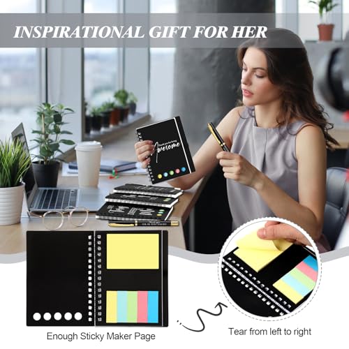 Inspirational Spiral Notebook- Portable Employee Appreciation Gifts Journals with Sticky Note Motivational Pen for Coworker Teacher Staff Team Vet Tech, Thank You Gifts(Classic Black,20 Sets)