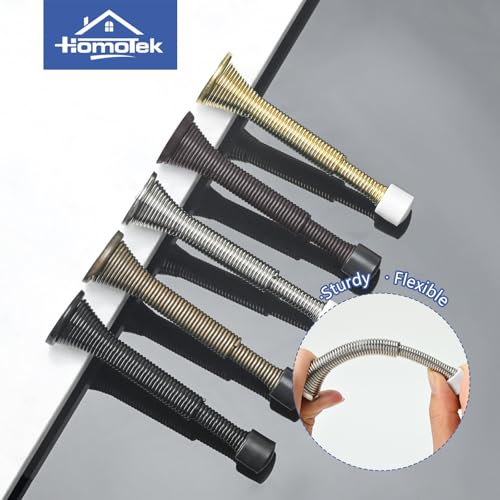 HOMOTEK Satin Nickel 2-Pack Telescoping Spring Door Stoppers 3-1/8" to 4-1/4" Wall Mount